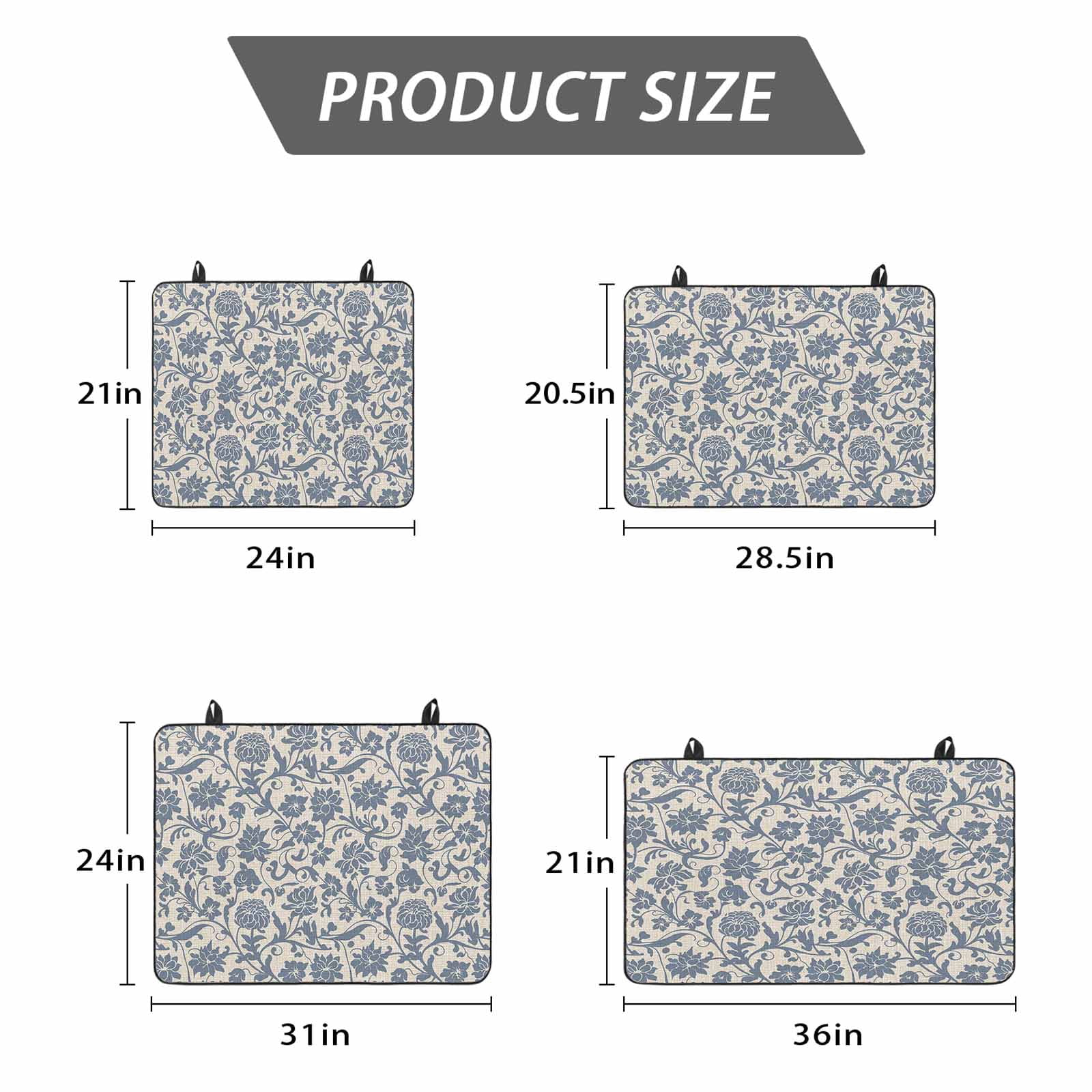 Light Blue Floral Stove Top Cover for Electric Stove, Heat-proof & Non Slip Glass Top Stove Cover Protector, Rustic Vintage Flowers Botanical Spring Kitchen Flat Cooktop Rubber Mat 28.5x20.5 Inches