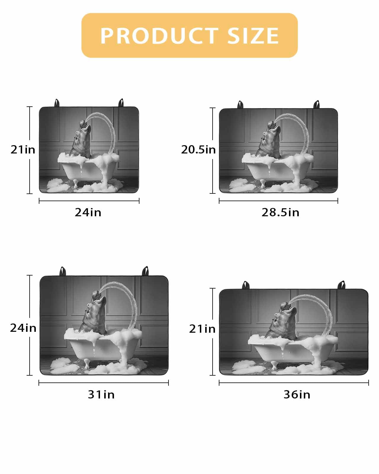 Large Induction Cooktop Protector Mat Hippo Stove Top Covers for Electric Stove, Funny Animal Bathtub Abstract Art Grey Decorative Stove Burner Cover Mats, Glass Top Stove Cover