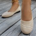 thumbnail image 4 of Women's Breathable Ballet Flat Knit Dress Shoes Lightweight Slip On Sneakers Comfortable Non Slip Barefoot Shoes Beige Size 9.5, 4 of 6