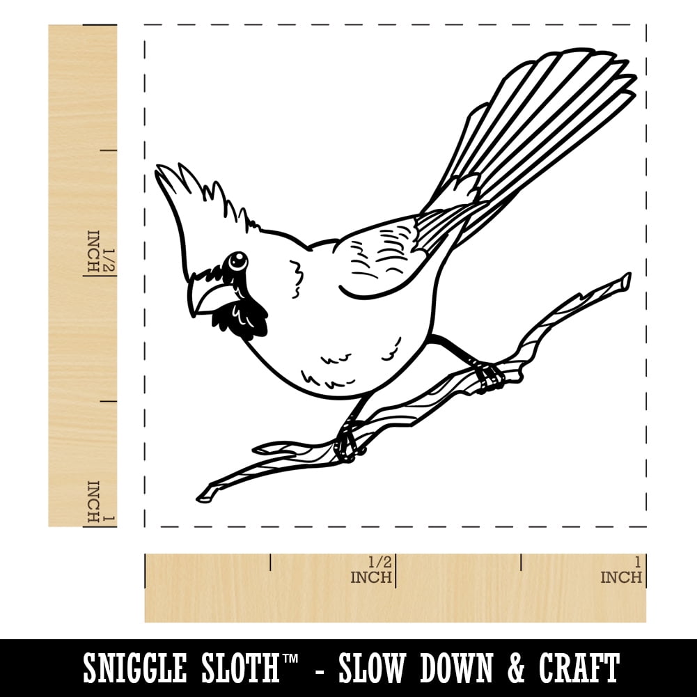 Captivating Northern Cardinal Bird Self-Inking Rubber Stamp Ink Stamper - Fuchsia Ink - Small 1 Inch