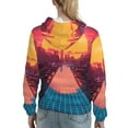 thumbnail image 7 of Kdxio Neon Sunset Cyberpunk Cityscape Print Womens Oversized Hoodies Sweatshirts Hooded Pullover Tops Sweaters Casual-X-Large, 7 of 7