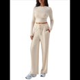 thumbnail image 3 of Conjunto Deportivo Y2K de Dos Piezas para Mujer, con Larga, Top Ajustado y Pantalones Anchos, Ideal para y Otoño Albaricoque S, 3 of 8