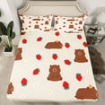 thumbnail image 2 of Castle Fairy Cute Animal Capybara 4pcs Bed Sheets for Teens Boys Girls,Kawaii Red Strawberry King Sheets,Chic Floral Flowers Super Cozy Sheet Set,Microfiber Bedroom Decor, 2 of 7