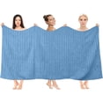 thumbnail image 3 of RIVERSIDE 2 Pack Oversized Bath Sheets 35x70 Soft Quick-Dry 600 GSM Ribbed Cotton Towels - Electric Blue, 3 of 8