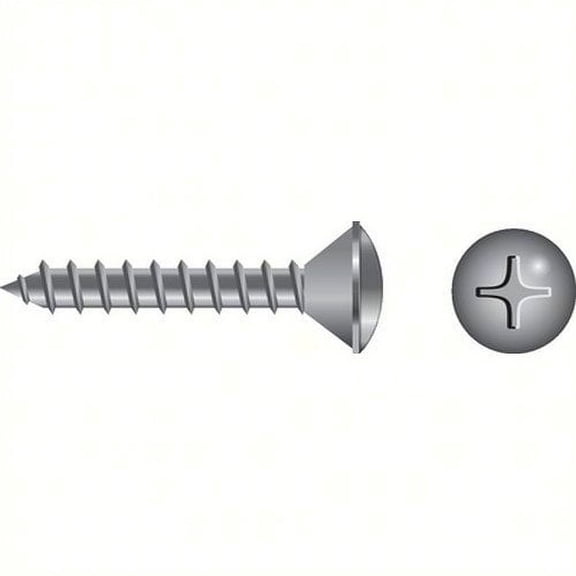 SeaChoice 00819; #12X1 Phillips Head Oval Sheet Metal Screw Stainless Steel 100/ Bag