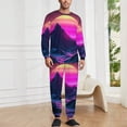 thumbnail image 2 of Cyber Neon Mountains Men's Pajama Set Sleepwear Pjs Lightweight Long Sleeve Crewneck Shirts and Bottoms Soft Comfy Sleep Sets XL, 2 of 5