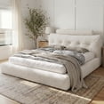 thumbnail image 3 of EnHomee Cloud Upholstered Bed Frame Queen Size Boucle Platform Bed Frame with Button Design Headboard & Round Corner & Extra Pillow,Beige, 3 of 8