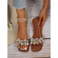 thumbnail image 1 of Women Rhinestone & Flower Decor Clear Strap Slide Sandals, PVC Fashion Sandals, 1 of 4