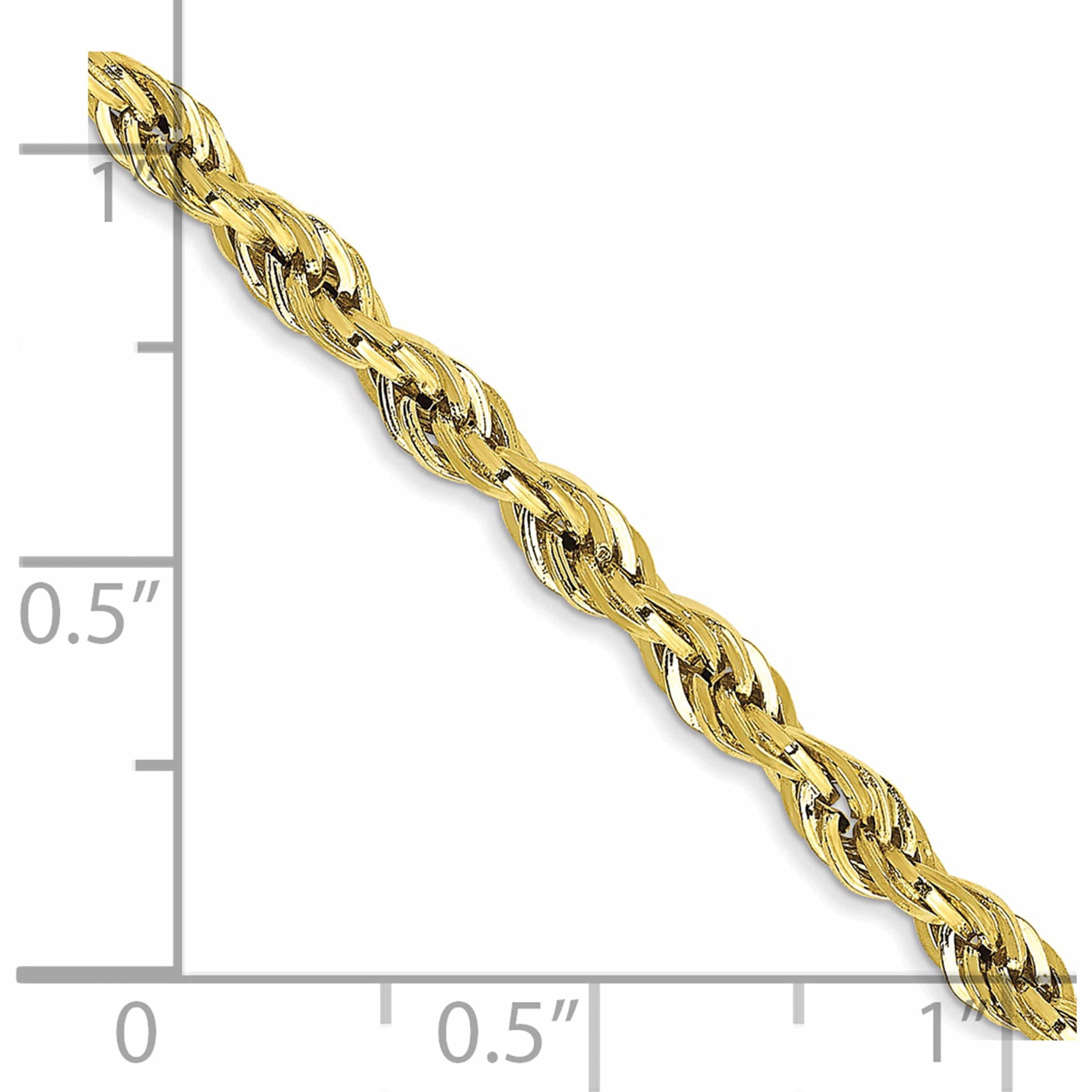 10K Yellow Gold 3mm Semi-Solid Rope Chain (20 X 3) Made In Peru 10bc133-20