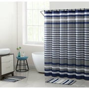 Mainstays Blue Berkshire Stripe 15-Piece 70x70 Microfiber Shower Curtain Bath Set