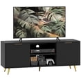 thumbnail image 1 of HOMCOM TV Stand with 2 Open Shelves and 2 Cabinets for 55 Inch TV, Black, 1 of 10