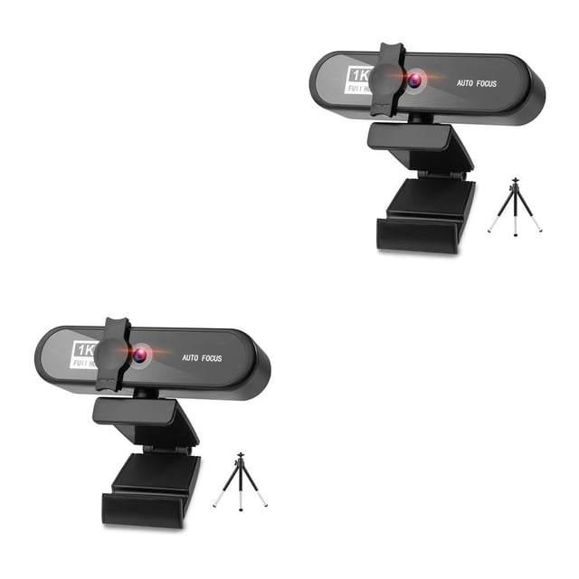 Sidaley Computadora de escritorio Webcam HD USB 2.0 Conferencia PC Cámara con micrófono con cable Laptop Web Cam Videocámara para videollamadas en Negro 1K 2piezas