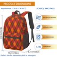 thumbnail image 3 of Orange and Brown Checkered Pattern 17" School Backpacks for Teens,Waterproof Oxford Fabric,S-Shape Padded Straps for School,Travel,Hiking,Camping, 3 of 6