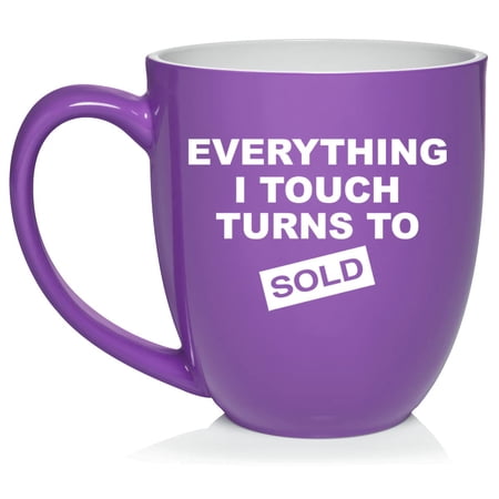 Everything I Touch Turns To Sold Sales Real Estate Agent Sales Ceramic Coffee Mug Tea Cup Gift for Her, Him, Women, Men, Coworker, Boss, Funny, Licensed, Graduation, Housewarming (16oz Purple)