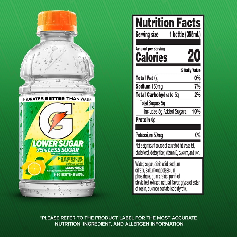 Gatorade Lower Sugar Lemonade, 12 fl oz, 12 Pack photo 6