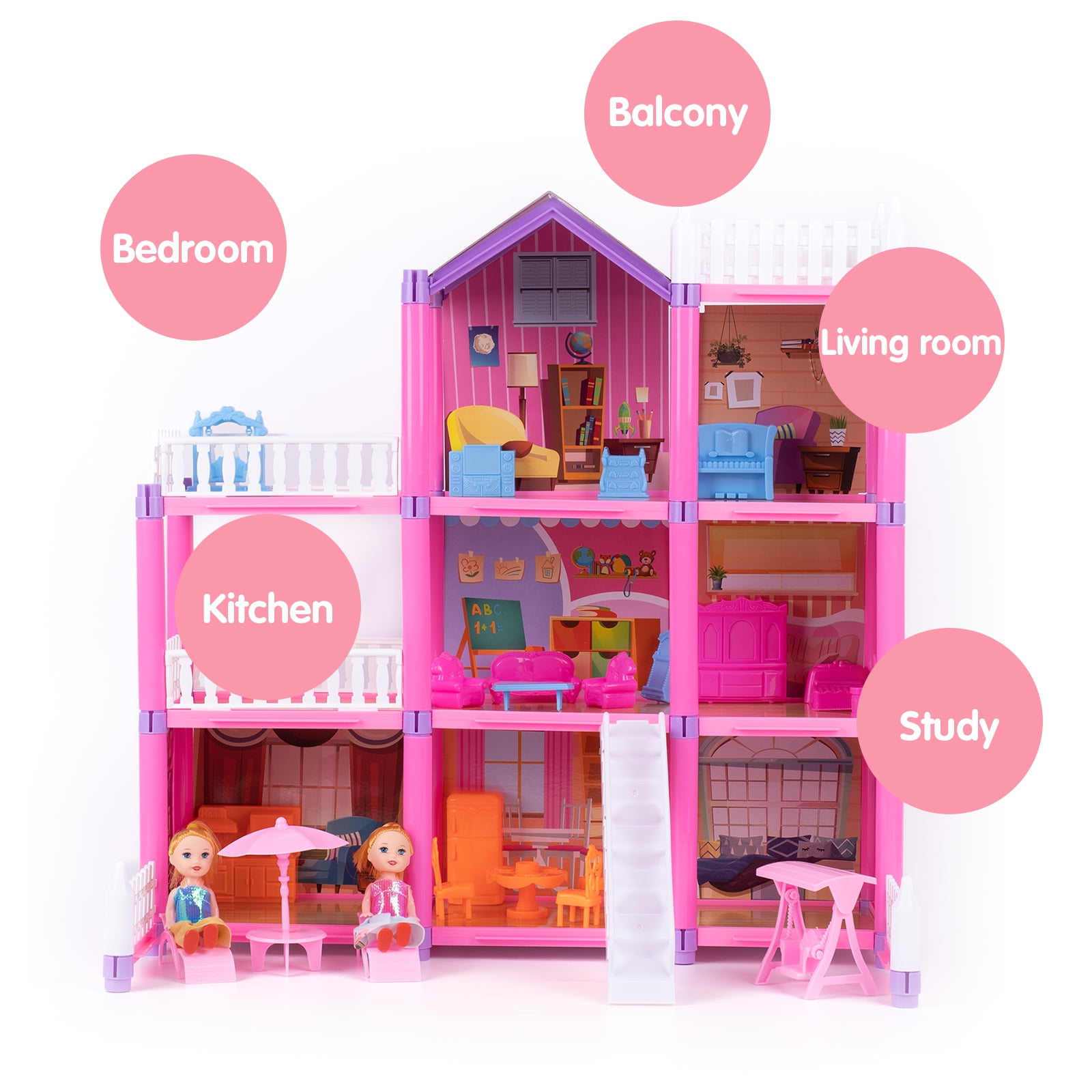 149 Piece Set Doll House for Girls,Dreamhouse, Princess Castle Set with  Fully Furnished Fashion Dollhouse,Simulation Play House with  Accessories,Gift Toy for Kids Ages 3 +