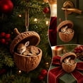 thumbnail image 3 of Christmas Acorn Shaped Animal Ornament 2D Hanging Pendant Woodland Tree Decor Random Cord Design A, 3 of 5
