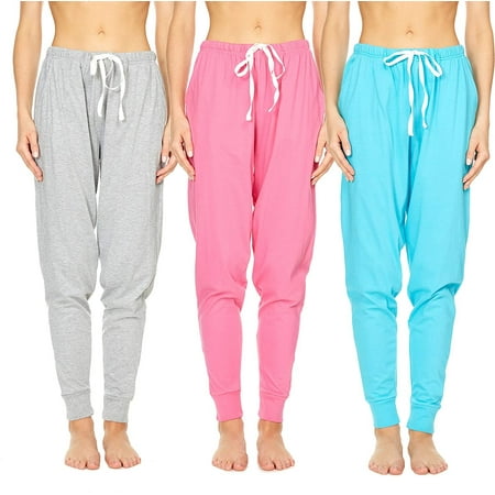 3 Pack: Women's 100% Cotton Active Gym Lounge Sleep Pajama Jogger ...