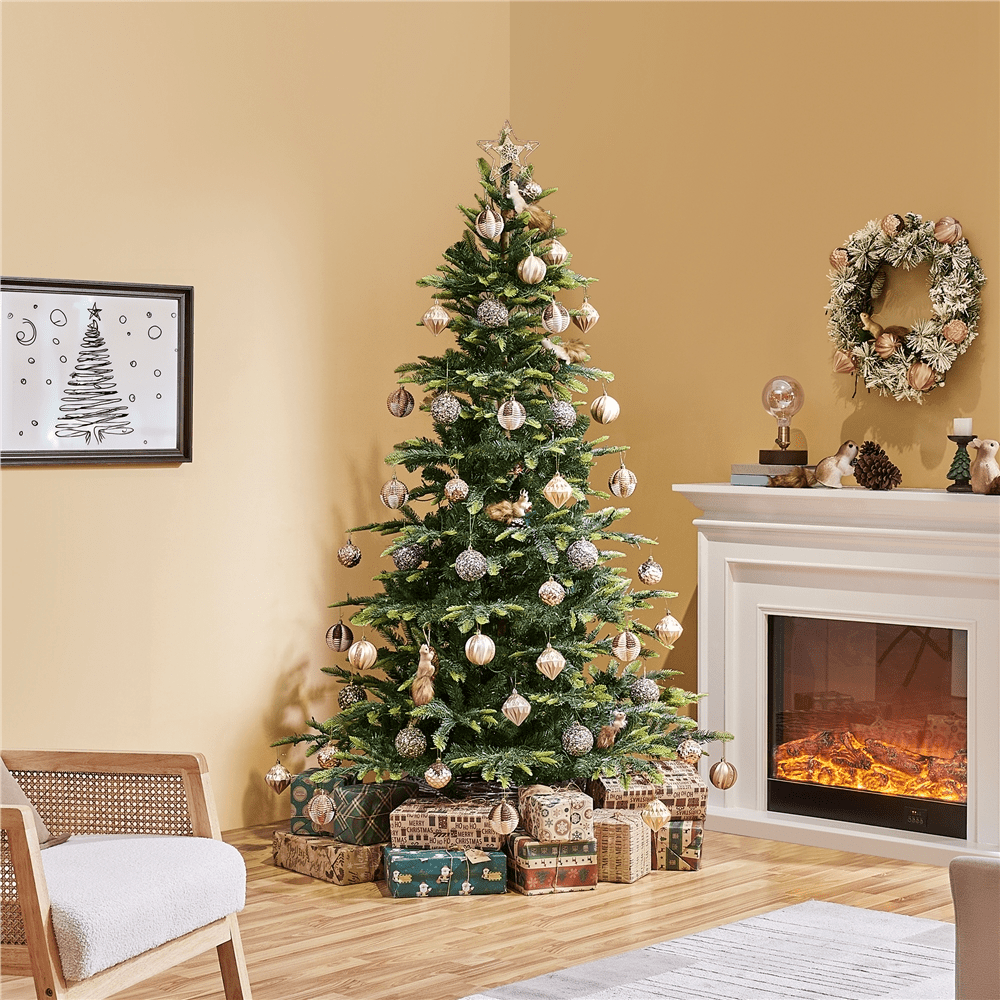 Alden Design 6ft Pre-lit Artificial Christmas Tree with 400 LED Lights, Green