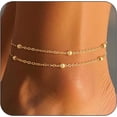 thumbnail image 1 of czcpp-Dainty Layered Gold Ankle Bracelets for Women Waterproof - 14K Gold Plated Link Chain Anklets Non Tarnish Set Pack Summer Beach Jewelry Gift for Women Teen, 1 of 4