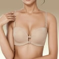 thumbnail image 2 of Wang6 Front Hook Closure Convertible Bras for Women Wireless Push up 3/4 Cup Tshirt Bras Seamless No Underwire Everyday Bralettes Beige S, 2 of 8