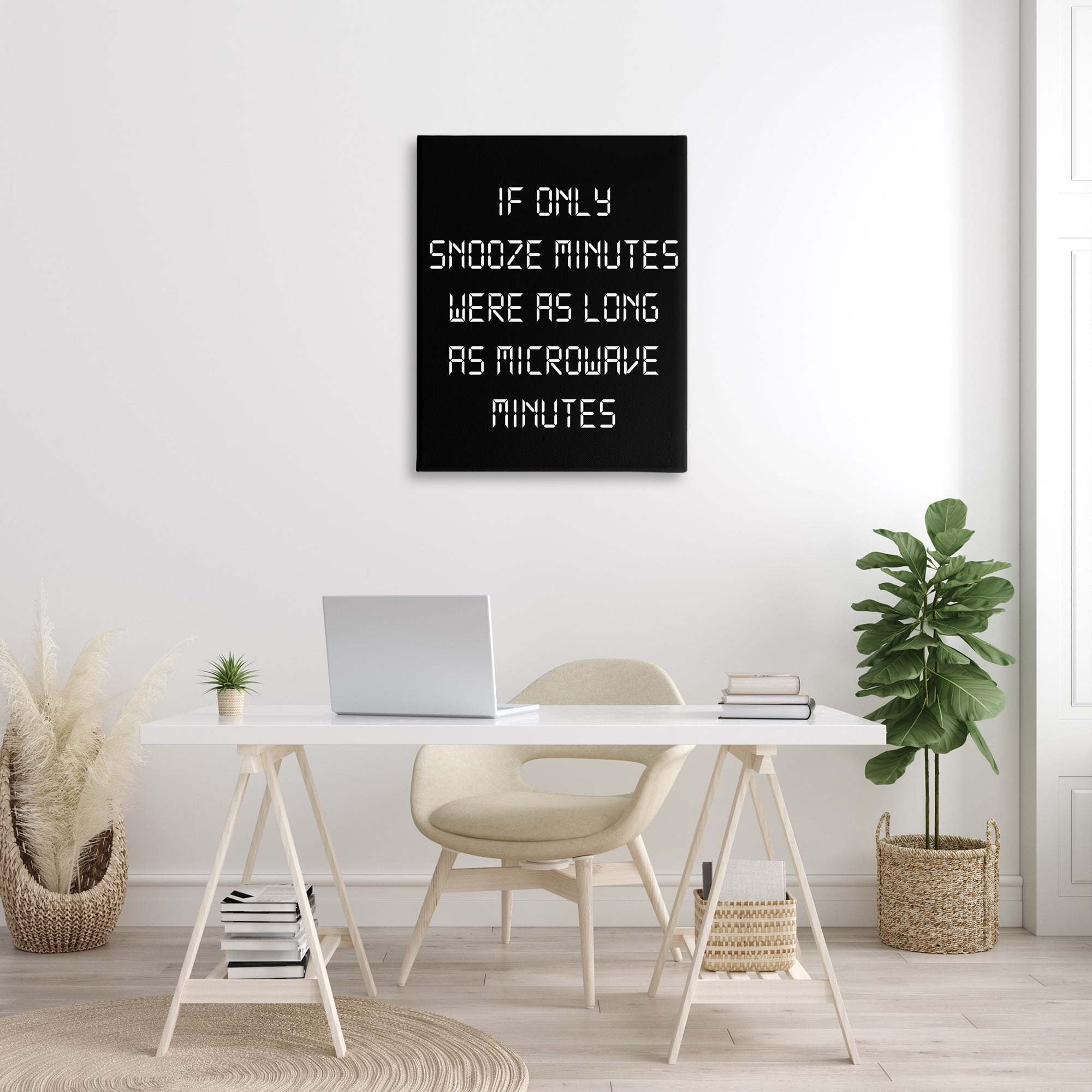 Stupell Industries Snooze Vs Microwave Minutes Typography Painting Gallery Wrapped Canvas Art Print Wall Art, 30 x 40