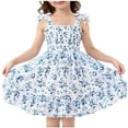thumbnail image 2 of NAISIBABY Girls Floral Dresses, Cute Flowy Spaghetti Strap Summer Casual Kids Party Birthday Sundress Light Blue Size 4, 2 of 7