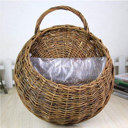 Washranp Handmade Woven Hanging Basket Natural Wicker Handed Storage Basket for Home Garden Wedding Wall Decorations