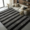 thumbnail image 2 of Pentantan 8ft x 10ft Shag Area Rugs for Living Room, Modern Stripe Fluffy Bedroom Carpet, Black & Gray, 2 of 7