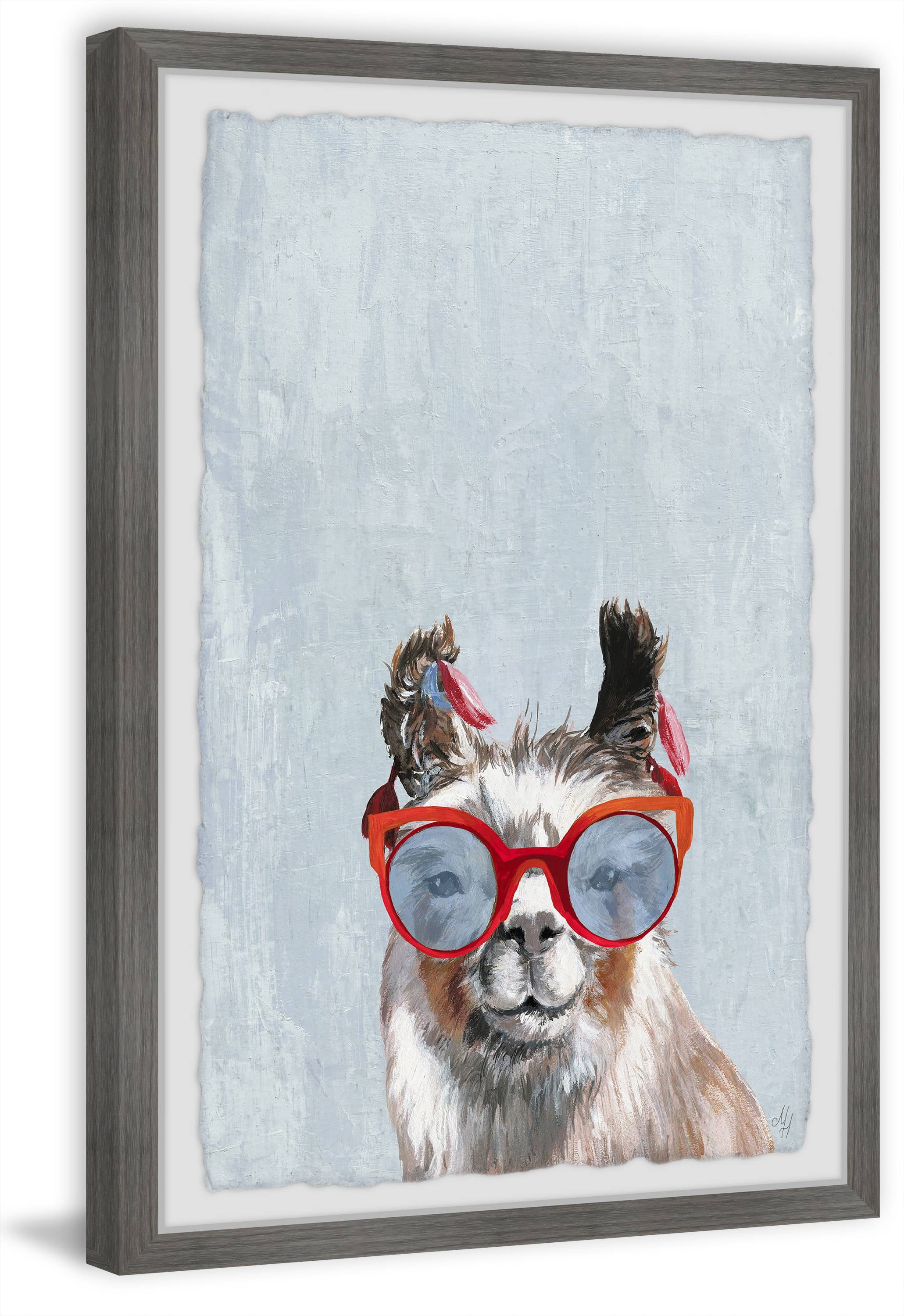 Marmont Hill Llama Retro Sunnies Framed Wall Art