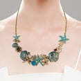 thumbnail image 4 of Eosunjian Exaggerated Women Necklace Ocean Theme Starfish Coral Shell Faux Pearl Rhinestone Decor Adjustable Length Lady Vacation Beach Neck Jewelry Blue, 4 of 10