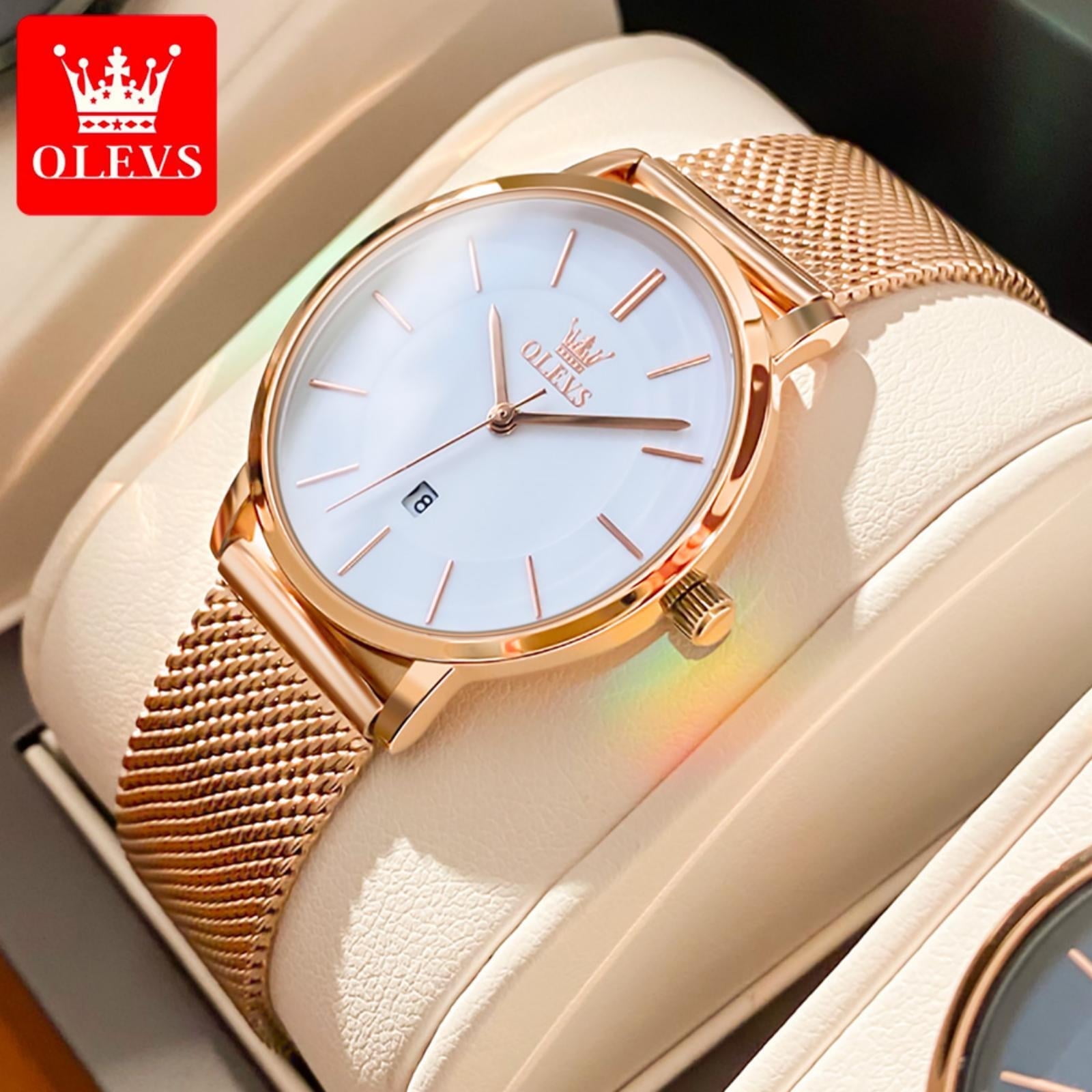 OLEVS Watches for Women Fashion Casual Analog Quartz Mesh Strap Date Ultra Thin Waterproof Luminous Ladies Wrist Watches Gifts Relojes para Mujer White/Black/Blue