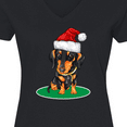 thumbnail image 4 of Inktastic Christmas Dachshund Dog Santa Women's V-Neck T-Shirt, 4 of 5