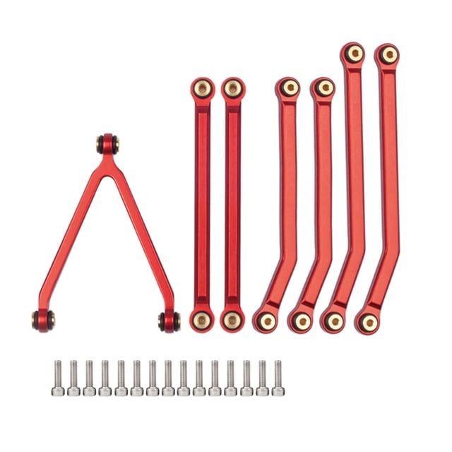 bedienty Kit de Tiges de Traction Pièce de Rechange Accessoire Système de Direction Ajustement Modifié Alliage d'Aluminium RC Voiture Ensemble de Tige de Liaison Rouge