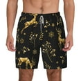 thumbnail image 2 of Picia Christmas Gold Deers1 pattern Mens Swim Trunks with Compression Liner Stretch Beach Shorts Quick Dry with Zipper Pockets No-Chafing Board Shorts-Small, 2 of 9