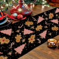 thumbnail image 3 of Gingerbread Christmas Decorations Black Table Runner Pink Tree Glitter Xmas Winter Candy Cane Holiday Kitchen Dining Merry Christmas Table Decor 13x72 in, 3 of 5