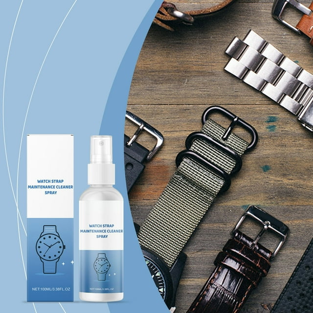 Watch Strap Cleaning Spray, 100ml, with Protective Film, Stain Remover, Care Agent featuring Gentle Formula, for Metal, Leather, Silicone Watchbands