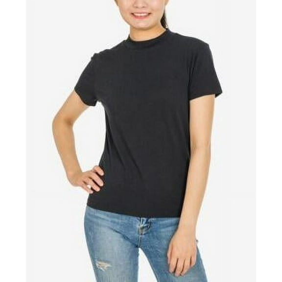 MSRP $18 Hippie Rose Juniors' Mock-Neck T-Shirt Black Size Small