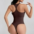 thumbnail image 4 of TTUHYWXI Women Sexy Square Neck Thong Bodysuit Backless Cami Bodysuit Top (Coffee, XL), 4 of 5