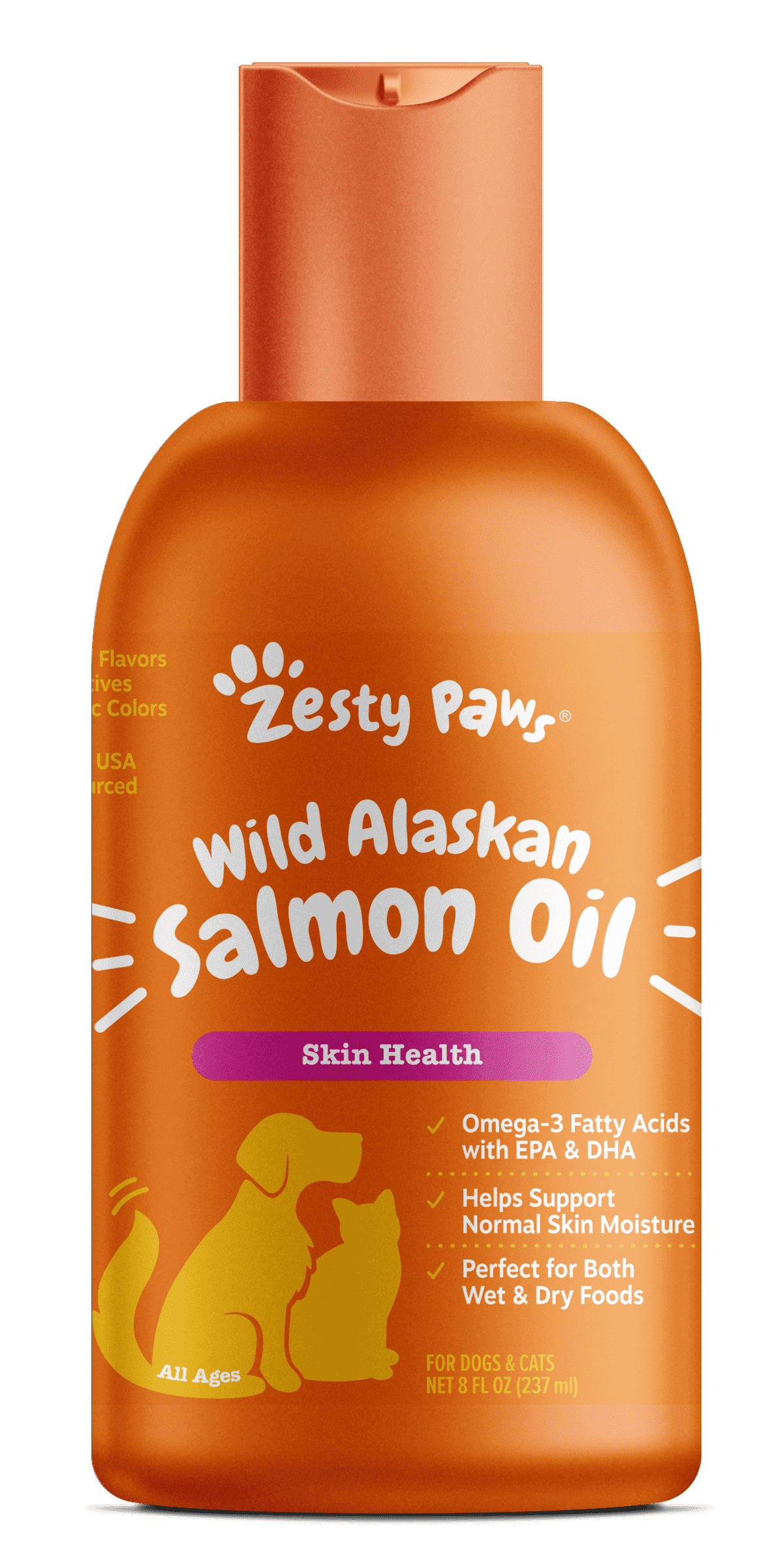 (2 pack) Zesty Paws Pure Wild Alaskan Salmon Oil Liquid Food Supplement for Dogs or Cats, 8 fl oz, Skin Care
