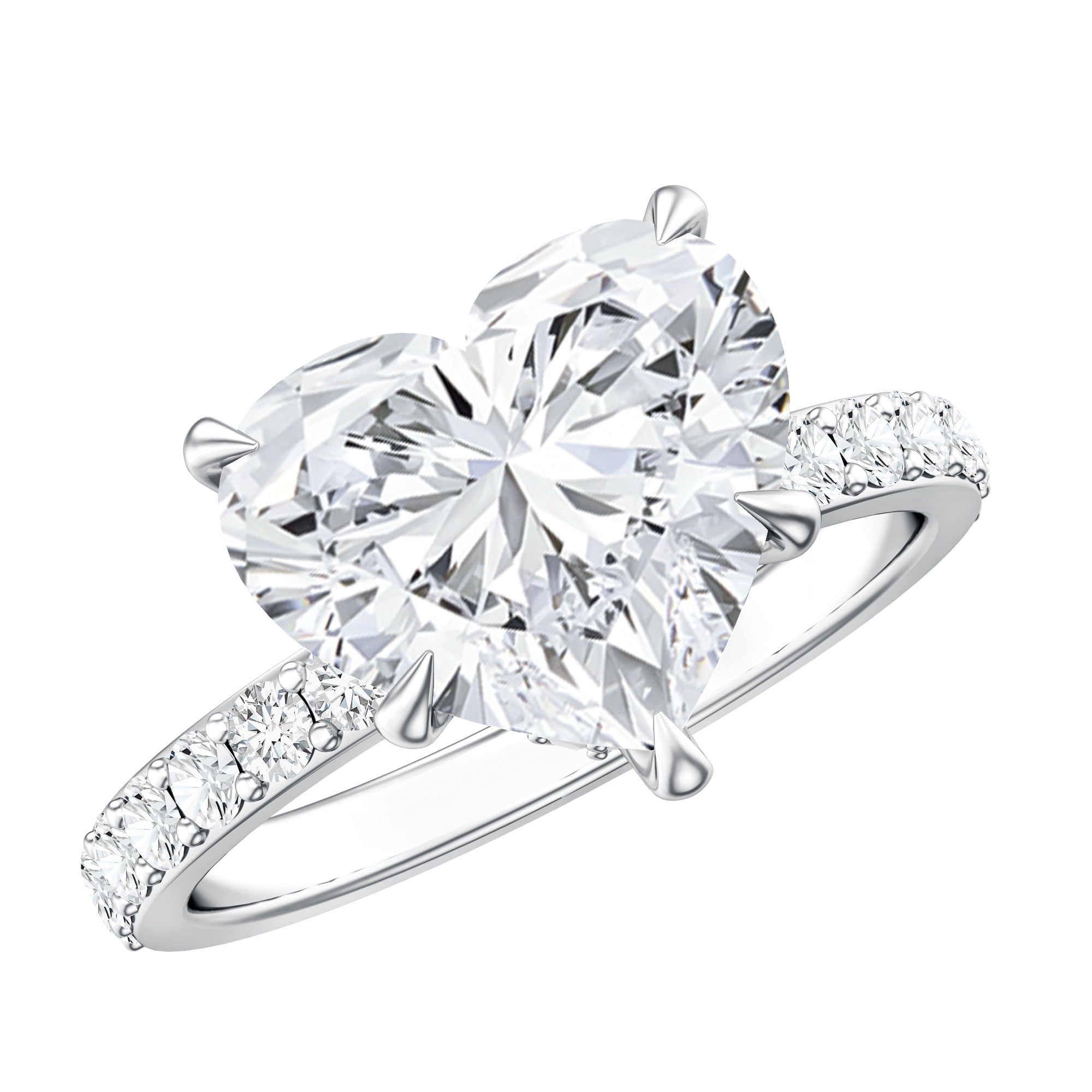 Rosec Jewels 4 Carat Lab Grown Diamond Heart Engagement Ring (IGI Certified, E-VS1 Grade) - Big Diamond Ring for Women, 925 Sterling Silver, US 4.00