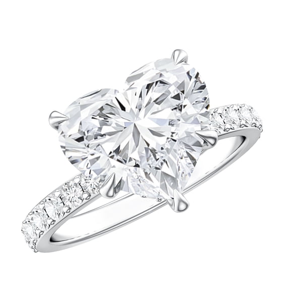Rosec Jewels 4 Carat Lab Grown Diamond Heart Engagement Ring (IGI Certified, E-VS1 Grade) - Big Diamond Ring for Women, 925 Sterling Silver, US 4.00
