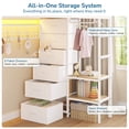 thumbnail image 5 of L-shaped Triple Bunk Bed for 3, Twin Over Twin Size Metal Bunk Beds with 9 Storage Drawers and LED Lights, Metal 3 Bed Bunk Beds with Open Shelves, Pegboard and Ladder, White, 5 of 8