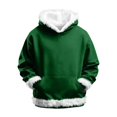 thumbnail image 6 of Ulanda Kids Boys Santa Hoodie Fleece Sherpa Lined Furry Fur Warm Xmas Sweatshirt with Pocket (Dark Green, 10-11 Years), 6 of 9