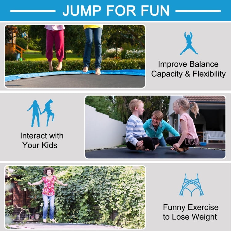 Demifill 12 Feet Outdoor Trampoline Bounce Combo, Trampoline with Safety Closure Net Ladder, Blue
