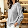 thumbnail image 4 of Hueook Knit Sweaters for Women Crew Neck Long Sleeve Loose Fit Pullover Soft Casual Winter Top Gray L, 4 of 7