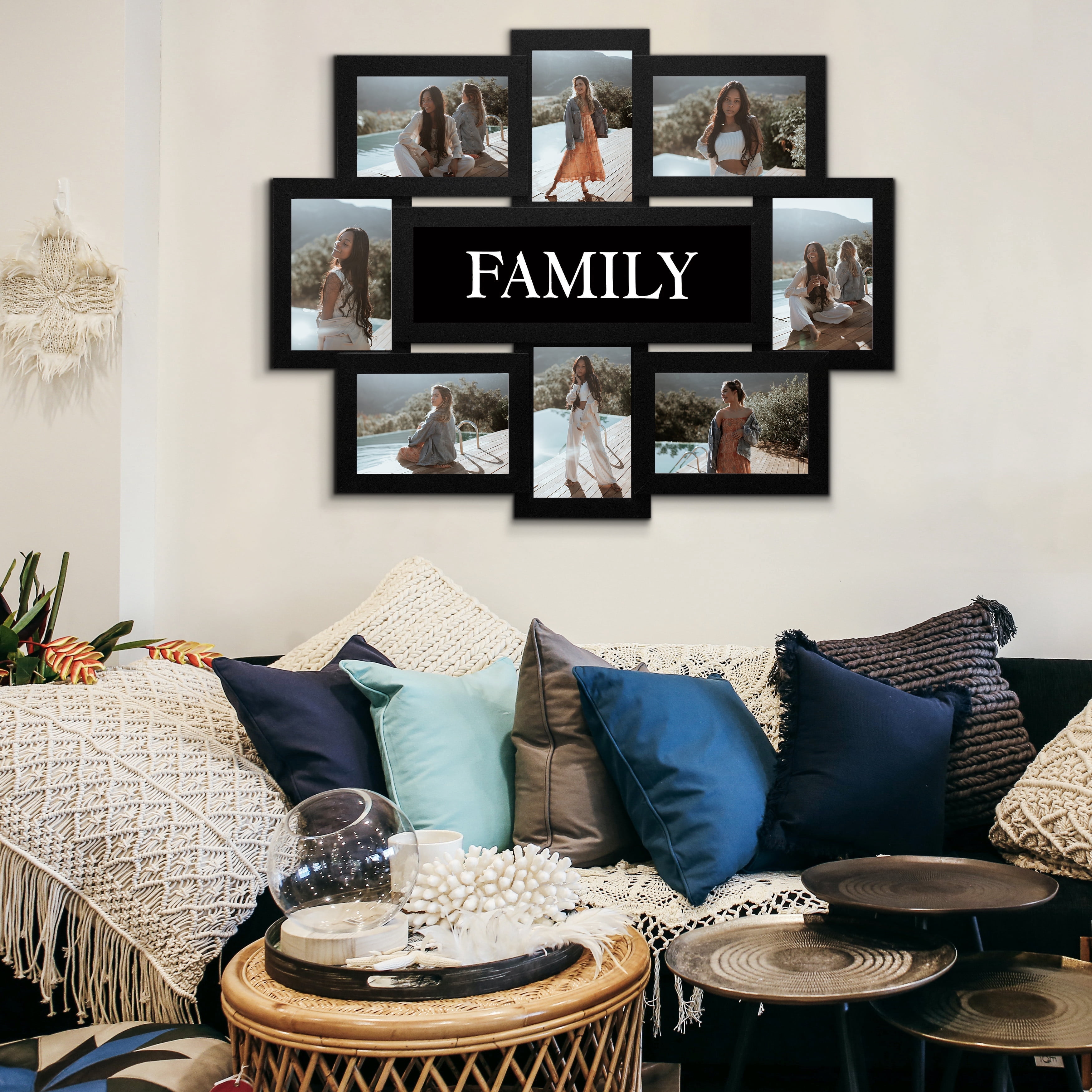 Hello Laura Family 8-Opening 4 x 6 Photo Frames, 8-Count Black Picture Frames