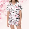 thumbnail image 2 of RMGVDSD Girls Button Down Pajama Sets 2025 Kids Pajamas Set Valentine's Day Leisure Button Down Short Sleeve Top And Shorts Sleepwear Set Stylish Nightgown Outfit, 2 of 6