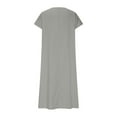 thumbnail image 6 of AherBiu Long Dresses for Women V Neck Short Sleeve Lightweight Casual Loose Summer Tall Dress Solid Color, 6 of 6