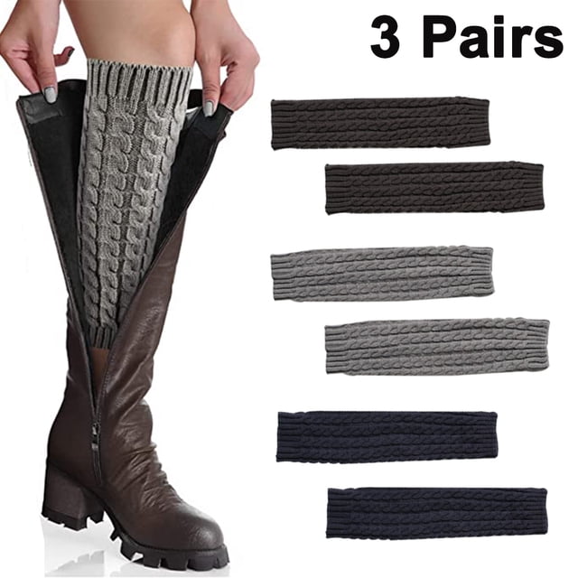 3 pares de calentadores de piernas para mujer, calentadores de piernas de invierno, calentadores de piernas cálidos, calentadores de piernas de punto, talla única